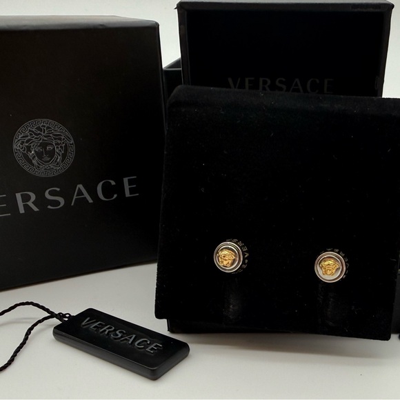 Versace Two tone magnetic Medusa Earrings